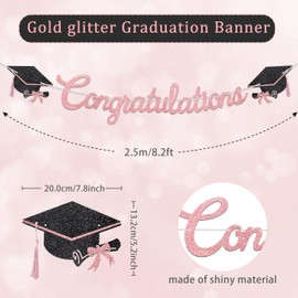 Graduation Garland for 2025, Decoration Graduation Banner Class of 2025, Grad Banner Gitter Graduation Party Decoration (Pink& Black, C)
