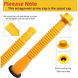 5 Kit Gas Can Spout Replacement, Gas Can Nozzle for Most 1/2/5/10 Gallon Gas Cans (Yellow), Fuel Can Spout Replacement