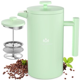 Miscedence French Press Coffee Maker，50OZ Double Wall Vacuum Insulated 304 Stainless Steel for Home, Camping and Office