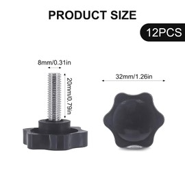 12 Pcs Rändelschraube M8,Sternschraube M8,Sterngriffschraube,Flügelschrauben,Rändelschraube,Sterngriffmutter,Sternkopfschraube,Für Maschinenbau,Möbel,Werkzeugmaschine