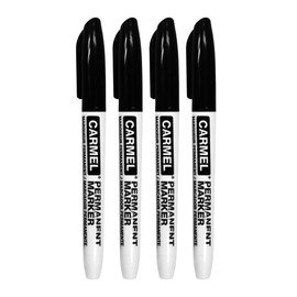 Carmel Permanent Marker Fine Tip, Pack of 4 (Black)