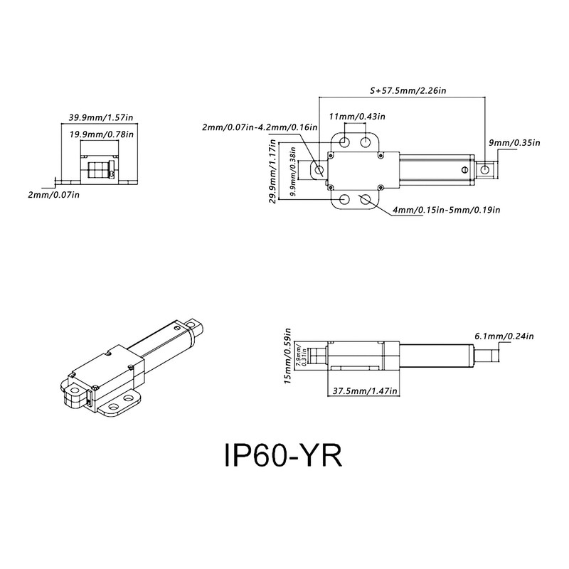 Mini Electric Linear Actuator, 100mm Stroke 12V Input Linear Motion