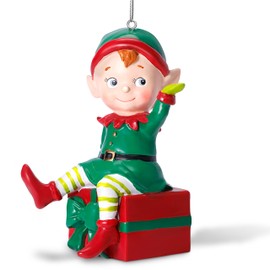 WinSence 2024 Christmas Decorations Elf Figurines 4.3'' Resin Standing & Hanging Collectibles Statue for Office Desktop Tabletop Home Decor