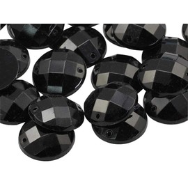 Allstarco 10mm Jet Black CH37 Flat Back Sew On Round Beads Acrylic Rhinestones Sewing Plastic Gems with Holes for Jewelry, Clothes, Garment Embelishments, Shoes, Cosplays, Crafts 100 Pieces