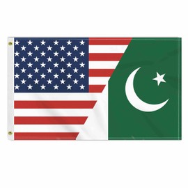 3×5 FT USA Pakistan Flag, Large 150D America Pakistani Outdoor Banner,Double Side Printing Pakistanis Decor For Patio Garden With Brass Gromment