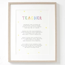 Lula Design TEACHER A4 or A5 UNFRAMED PRINT, School Leavers Gift, Gift for Teacher, Print for Teacher, School Leavers Print, Poem for teacher
