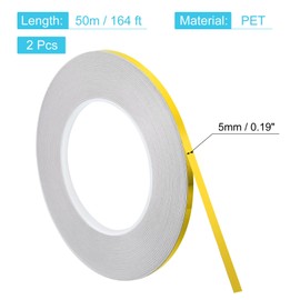 uxcell Metallic Tape, 0.19 in x 164 ft Self Adhesive Metalized Polyester Film Tape Waterproof Shiny Washi Tape for Walls Graphic Arts Gifts Wrapping Crafts Decoration, Gloss Gold, 2 Pcs