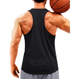 TACVASEN Mens Racerback Tank Tops Sun Protection UPF 50+ Workout Sleeveless Shirts Running Vest Singlet Quick Dry Gym Muscle Tank Tops Black S