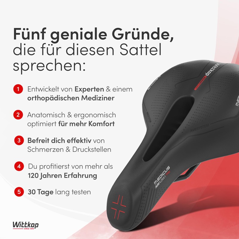 Büchel Wittkop Medicus Men's Trekking Saddle with Memory Foam, black