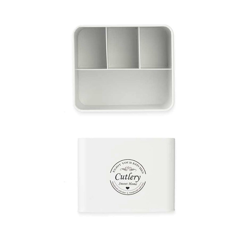 San Ignacio KINVARA Metal Cutlery Tray 4 Compartments Square White