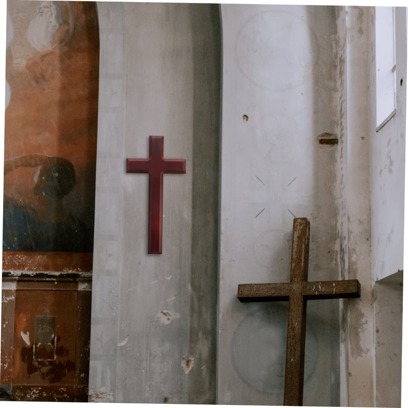 Ciieeo Solid Wood Crucifix Cross Wall Hanging Decor Wooden Craft