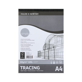 Daler Rowney Simply Smooth Surface 43 gsm A4 Tracing Paper Pad, Glued 1 Side, 40 Sheets, Ideal for Entry-Level Artists & Hobbyists