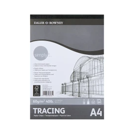 Daler Rowney Simply Smooth Surface 43 gsm A4 Tracing Paper Pad, Glued 1 Side, 40 Sheets, Ideal for Entry-Level Artists & Hobbyists