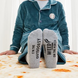 Udobuy Calcetines divertidos – Calcetines novedosos – Idea de regalo para fumador de malas hierbas – Palabras en calcetines – Idea de regalo divertida – Idea de regalo – Si puedes leer estos calcetines, Weed