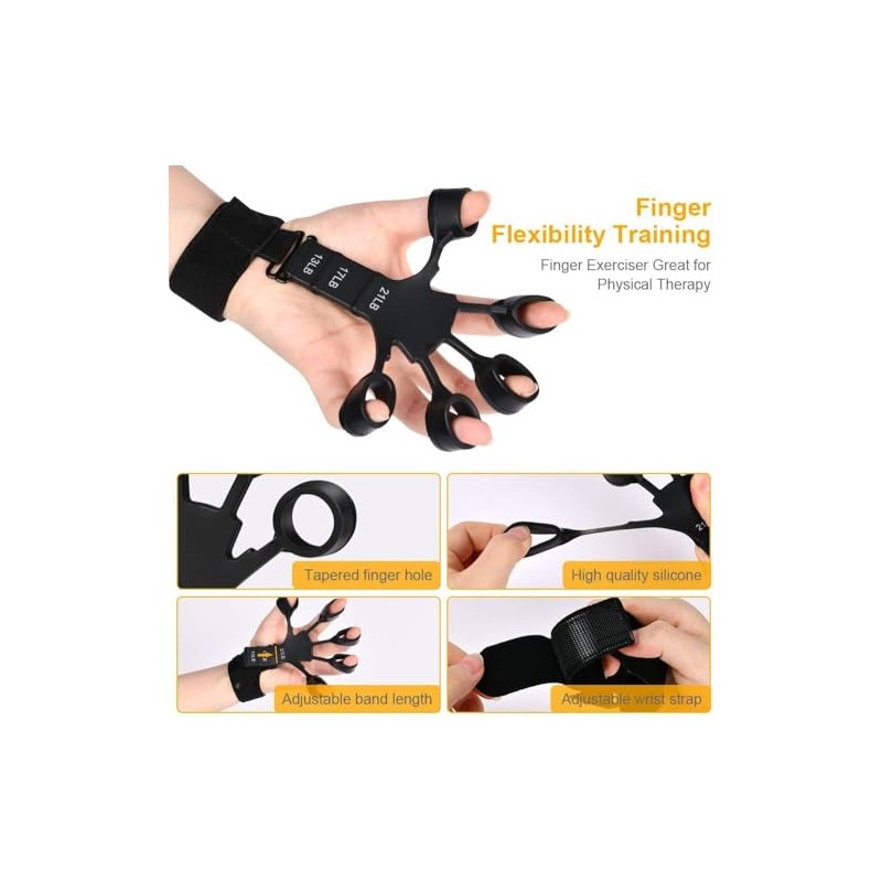 Finger Strengthener Extension Exerciser Stretcher, Strength Adjustment Finger Resistance Bands