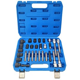 ZKTOOL 30 Piece Alternator Pulley kit,Generator Pulley Removal Tool kit,Makes The Process of disassembling The flywheel Generator on or Under The Vehicle Simple.