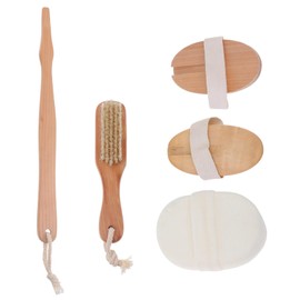 minkissy Foot Back Bath Brush Set Wood Bristles Gentle Exfoliation for Household Spa