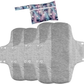 KUMUROETA Washable Sanitary Napkins, Cloth Sanitary Napkins, Washable and Reusable Pure Cotton Graphene Sanitary Napkins, Undyed, Unbleached, Breathable, For Sensitive Skin, Day and Night Combination,