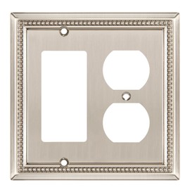 Henne Bery Sunken Pearls Heavy Duty Decorative Wall Plate Switch Plate Outlet Cover (Decorator/Duplex, Satin Nickel)