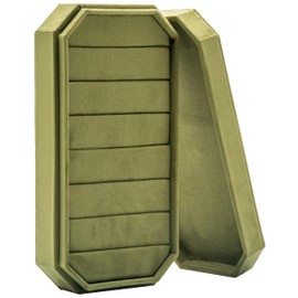 COWFEX Velvet Ring Organizer Display Tray Jewelry Box Earring Holder Case for Wedding Birthday Christmas Day (Olive Green)