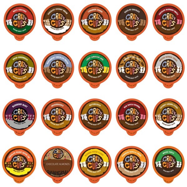 Flavored Coffee in Single Serve Coffee Pods - Flavor Coffee Variety Pack for Keurig K Cups Machine from Crazy Cups, 20 Count