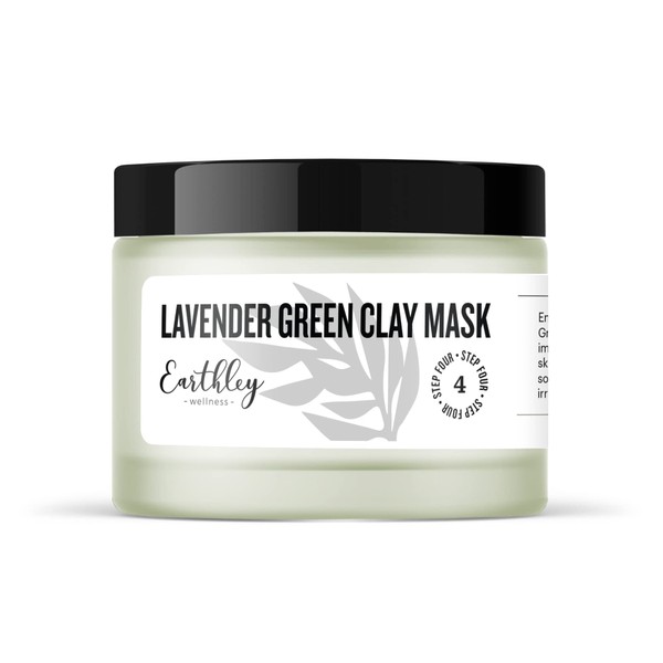 Earthley Wellness Face Mask, Healthier Skin, Reduces Oils, Soothes Skin Inflammation, Pull out Dirt and Oil, Unclog Pours, Improve Skin Complexion (Lavender Green Clay Mask, 2oz.)