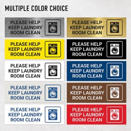 Please Help Keep Laundry Room Clean Sign, Engraved, 2x6 Inches, Indoor/Outdoor Use, Made in USA