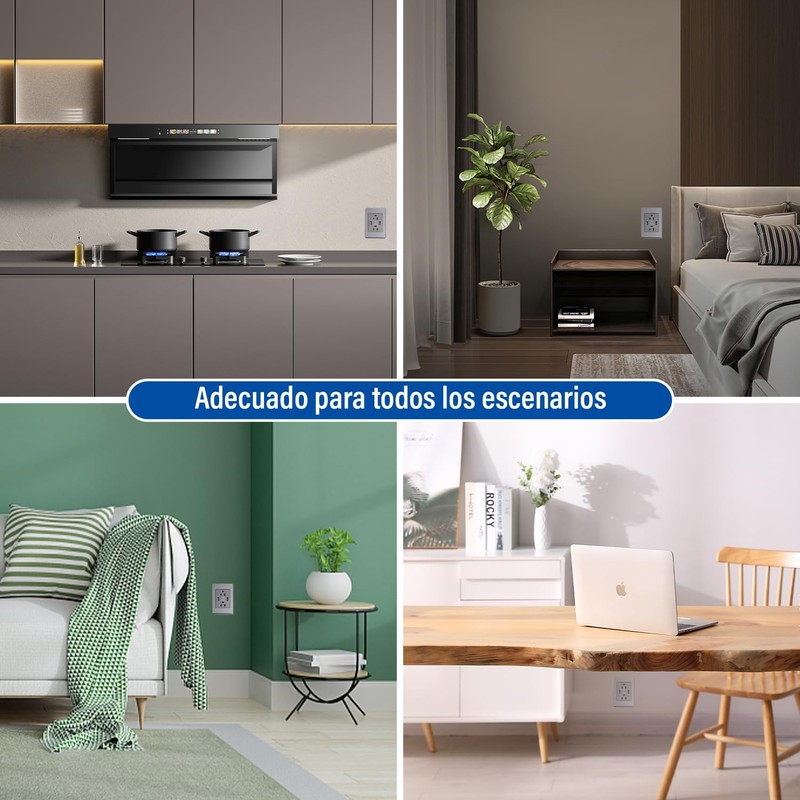 Megaluz Enchufe USB de Pared -4PZ，Contacto Dúplex con 2 Puertos