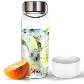 Blex 34 Oz Borosilicate Glass Water Bottle | Glass Bottle with Leak-Proof Steel Lid, Non-Slip Sleeve, Handle | BPA-Free, Non-Toxic, Thermal Stable, Perfect for Home, Gym, or Travel