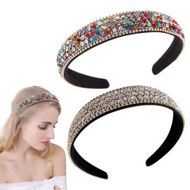 2 Stück Stirnbänder Für Damen, Strass-Stirnbänder Für Damen, Modische Stirnbänder Für Mädchen, Glänzende Party-Stirnbänder, Haarschmuck Für Damen