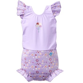 Splash About Happy Nappy Suit, Lilac Spring Frills