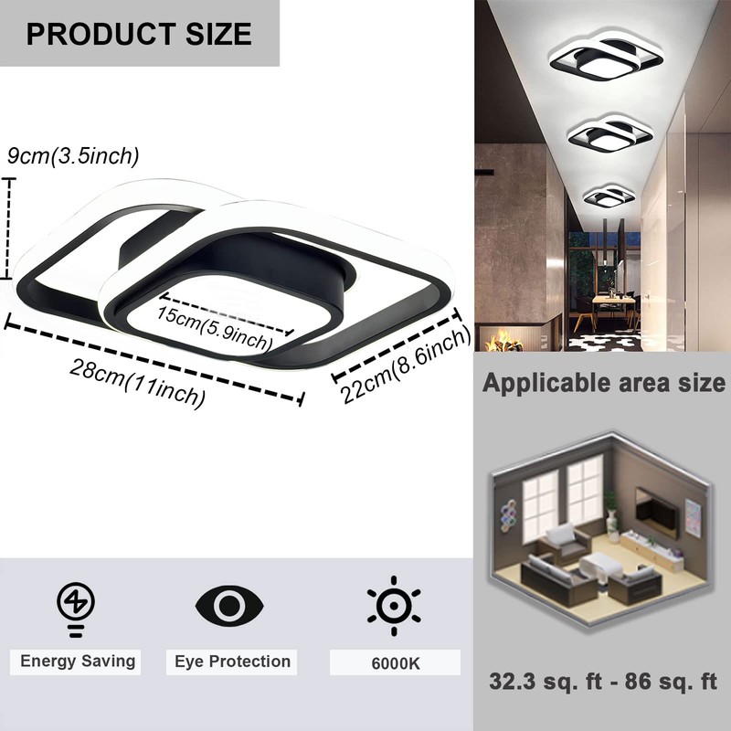 CANEOE Small Ceiling Light Modern LED Acrylic Square Ceiling Lamp