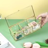 HighFree Gold Glass Tea Bags Box with 3 Compartments, Countertop