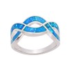 CloseoutWarehouse Blue Simulated Opal Infinity Knot Ring Sterling Silver Size