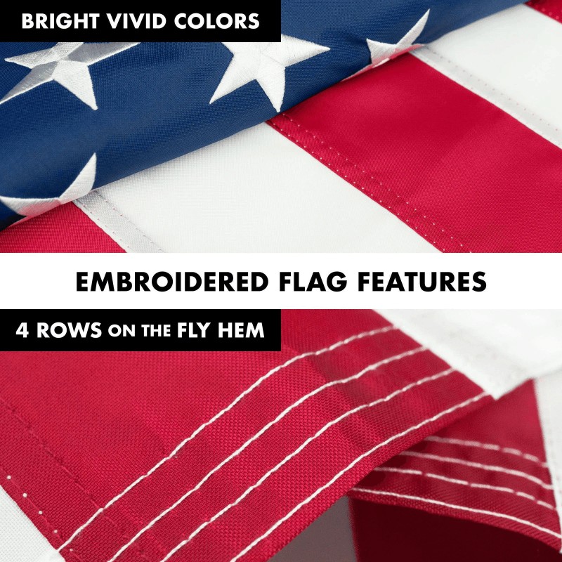 G128 5 Feet Tangle Free Spinning Flagpole (White) American Flag
