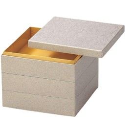 J-kitchens Excursion Bento Box, Made in Japan, 3-Tier, 6.5 Inches, Japanese Paper, Silver Undragon, 7.9 x 7.9 x 6.9 inches (20.0 x 20.0 x 17.6 cm)