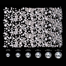 GAJPBLK 2000 Pieces Flat Back Gems Round Crystal Rhinestones 6 Sizes (1.5-6 mm) with Pick Up Tweezer and Rhinestones Picking Pen for Crafts Nail Face Art Clothes Shoes Bags DIY (Clear)
