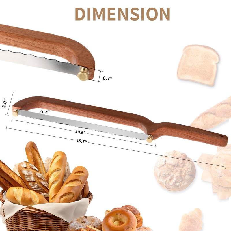 Uprichya Bread Knife for Homemade Bread Sourdough, Wooden Bread Bow
