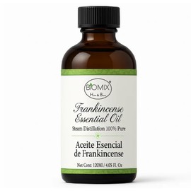 Biomix Health & Beauty – Aceite Esencial de Frankincense 100% Puro, Destilación al Vapor, Aromaterapia, Relajante, Hidratante, Uso Cosmético y Terapéutico, 120ML (4.05 FL Oz)