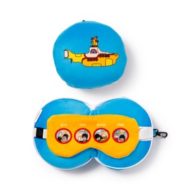 Puckator Relaxeazzz The Beatles Yellow Submarine Round Plush Travel Pillow & Eye Mask - Sleep Eye Mask Masks - Kids Travel Accessories For Sleeping Airplane - Flight Plane Neck Pillow Pillows