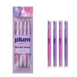 Plum Beauty Maquinillas de afeitar de doble filo para dermaplaning (paquete de 4)  Maquinillas faciales de doble hoja para mujeres - Cuchillas de...  