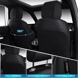 Airy Cool Memory Foam Seat Covers, Leather Mesh Thick Car Seat Covers Front Seats 2, Universal FIT for Cars,SUV,Trucks, Comfort-Durable-Breath, Airbag Compatible, All Black