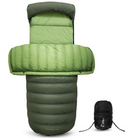 ATEPA 3-in-1 650FP Down Sleeping Bags, Spacious Eco-Friendly Waterproof Camping Backpacking Sleeping Bag with Compression Sack, Green