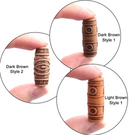 Aylifu 60pcs Mixed Color Imitation Wood Tube Hair Beads - Light & Dark Brown for Style 1 & 2 - DIY Accessory for Hair Braiding & Decoration