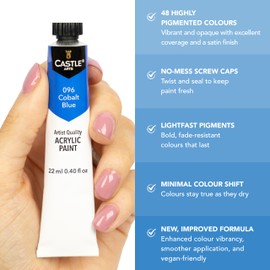 Castle Art Supplies 48 X 22ML Acrylic Paint Set | New Improved Formula | All-Inclusive Set for Beginners, Adult Artists | Quality Intense Colors | Smooth to Use on Range of Surfaces (New Improved Formula)