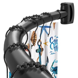 Black Curved Shower Curtain Rod 33-78 Inches Adjustable Splicing Design Shower Rods Curved Round Bowed Rust proof, Premium Stainless Steel Need To Drill Shower Curtain Rod for Bathroom, Bathtub, Stall