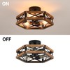 3-Light Rustic Farmhouse Wood Flush Mount Ceiling Light Fixture Oak
