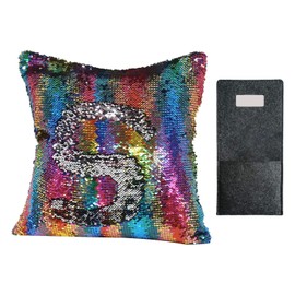 1 Sequin Cushion Cover, 1 Felt Bag, Decorative Pillow Case, Rainbow Cushion Cover, Home Cushion Cover