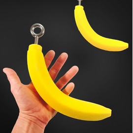 Atomik Rock Climbing Set of 2 Child Size Hanging Bananas for Strength and Grip Training in Yellow Rated to 120 pounds