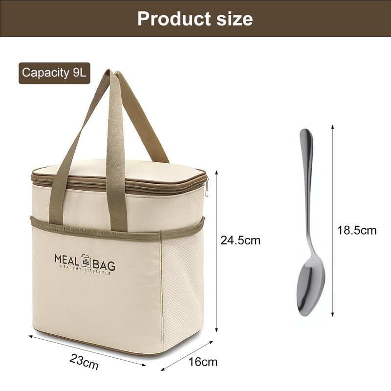 APOMOONS 9L Cool Bag Small with 1 Spoon, Portable Thermal